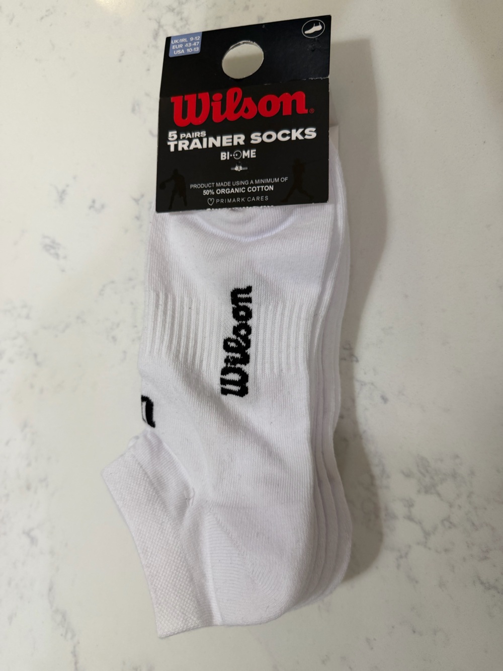 Wilson White Athletic Trainer Socks with Black Logo - 5 Pack - Picture 4 of 7